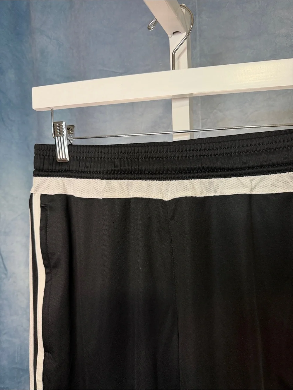 adidas Black Athletic Shorts with White Stripes Size Medium